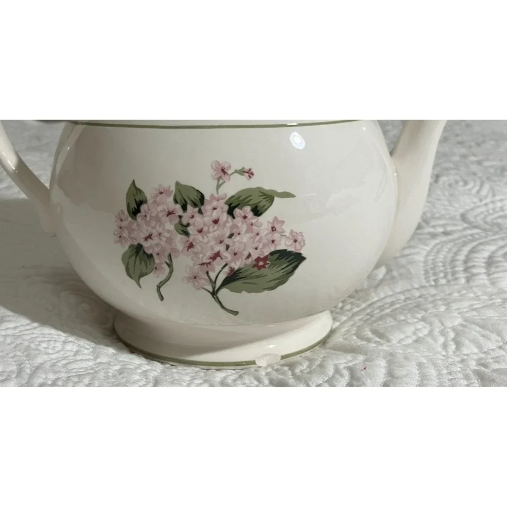 Martha Stewart Floral Ceramic Teapot White Cottagecore Farmhouse English Cottage